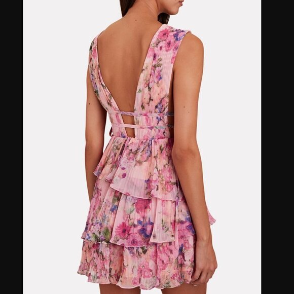 Free People ROCOCO SAND Tie-Side Tiered Floral Mini Dress NWT Medium JB - Picture 2 of 9